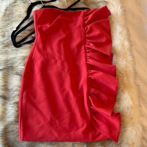 Likely Red Ruffle Strapless Mini Dress